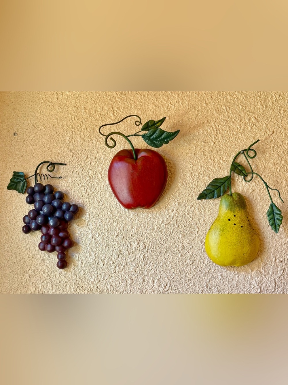Vintage Wall Decor Apple, Grapes, Pear Fruit Set